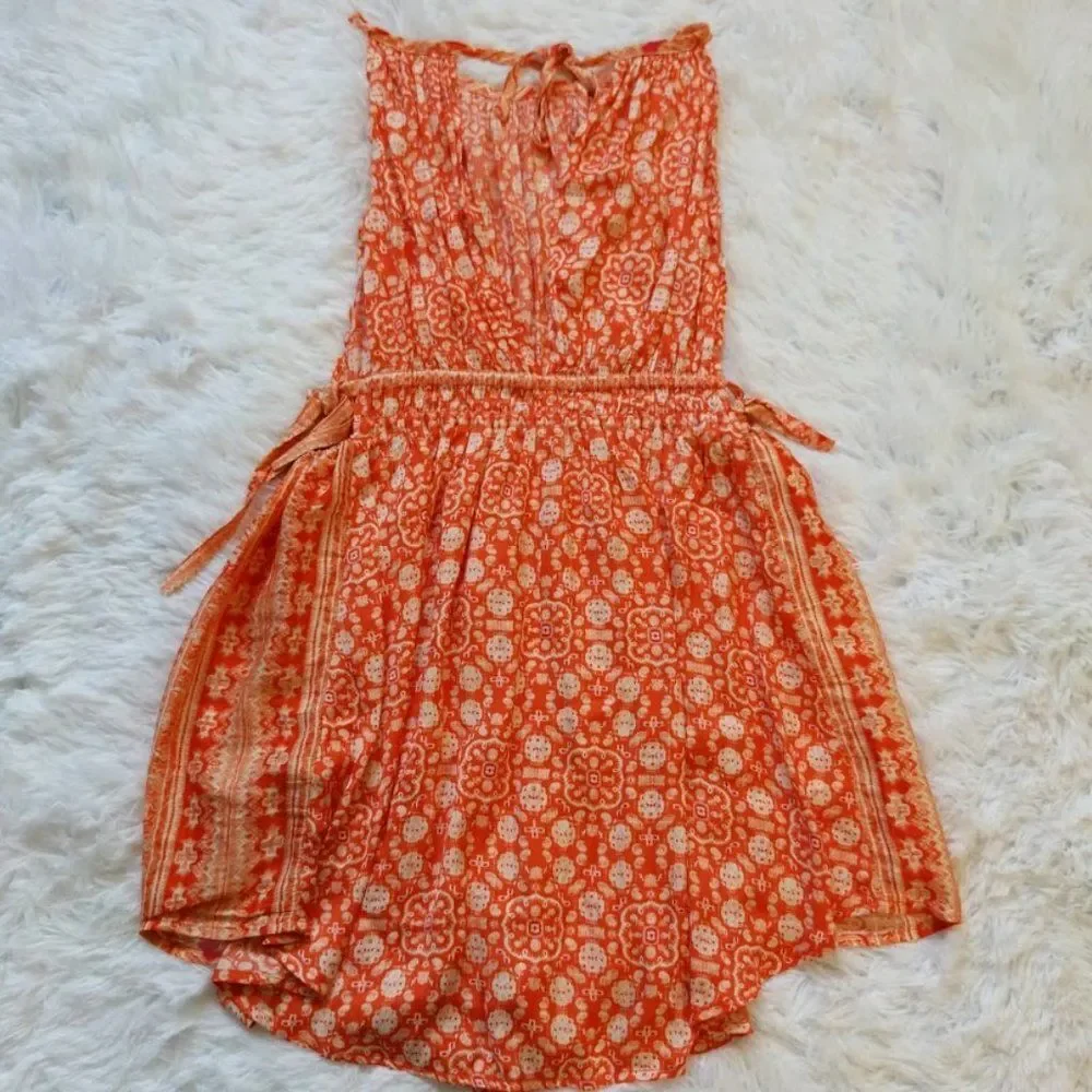 NWT Free People Midsummer's Day Tunic Dress Tank Silky Boho Summer Orange Size M